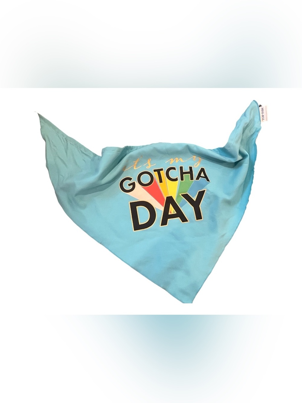 “It's My Gotcha Day" Bandana (Not discolored, just wonky lighting!)